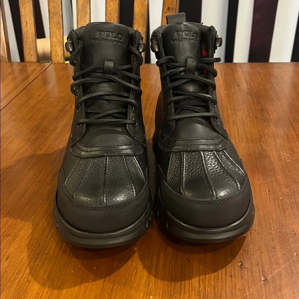 Polo Ralph Lauren Burson black leather Boots new Mens Size 8